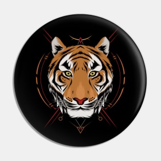 The Tiger head illustration with ornament  background Pin