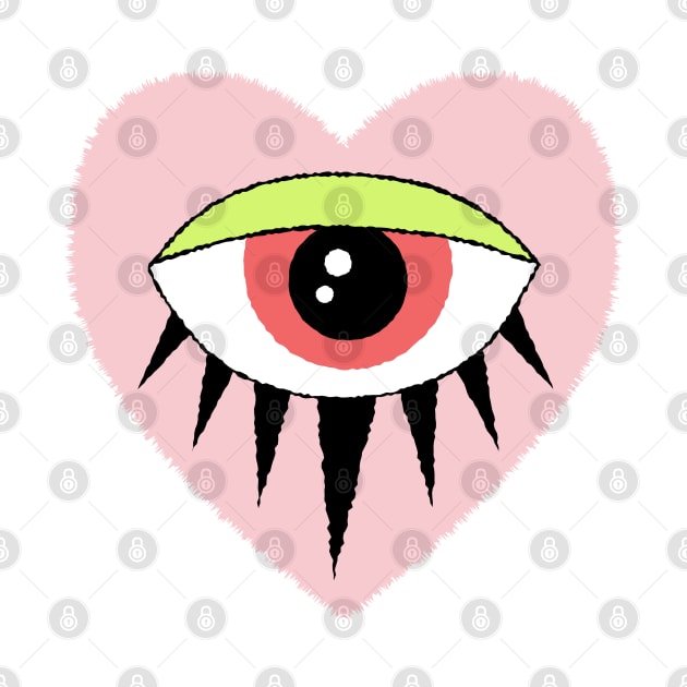 Evil Eye in Heart, Pastel Aesthetic and Neon Green, Pink, and Peach by YourGoods