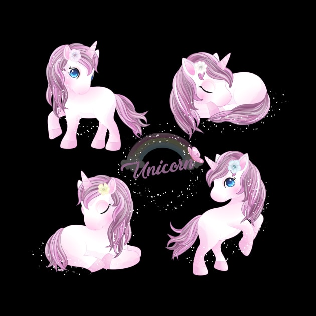 hand drawn cute unicorn character tshirt by Tshirt lover 1