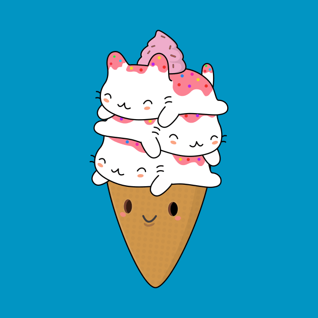 Cute Cat Ice Cream Cone T-Shirt by happinessinatee