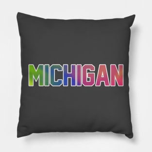 Michigan tie Dye State Letters Pillow