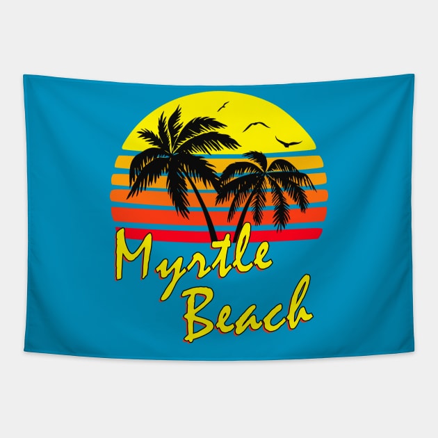 Myrtle Beach Retro Sunset Tapestry by Nerd_art