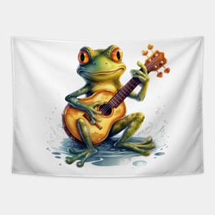 Playing Guitar Frog Tapestry