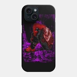 Girl sitting on the floor clasping hands around knees. Weird, dark, beautiful. Phone Case