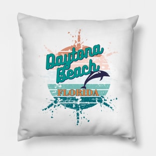 Daytona Beach Florida Exploding Retro Sunset Pillow