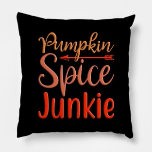 Pumpkin Spice Junkie, colorful autumn, fall seasonal design Pillow