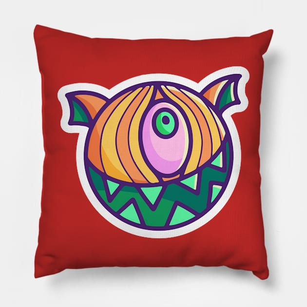 Cute Monster Head 8 Pillow by yudabento