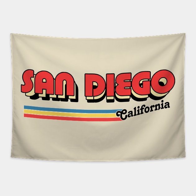 San Diego // Retro Typography Design Tapestry by DankFutura