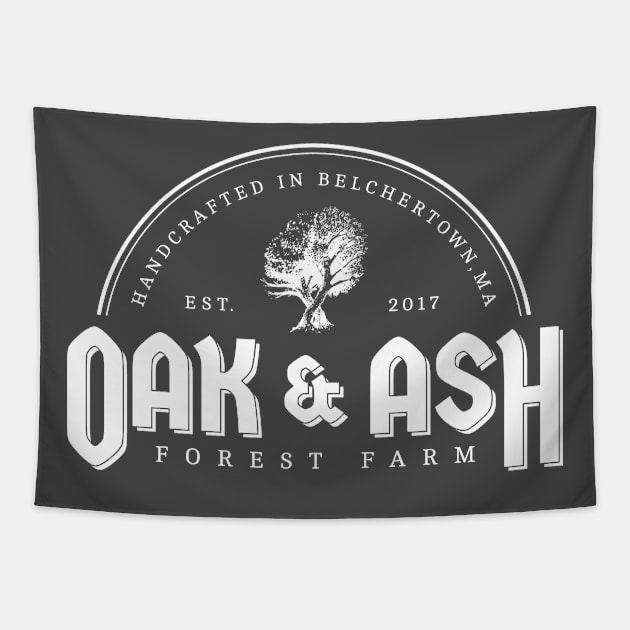 Oak and Ash Farm White Logo Tapestry by Oak & Ash Farm