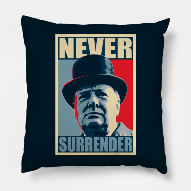 Never Surrender Pillow by Nerd_art