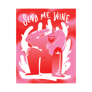 Send me Wine | Contemporary Illustration | Minimal shapes | Figurative | Humor T-Shirt