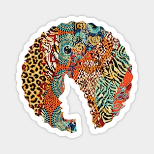 Afro Hair Woman with Animal African Pattern, Black History Magnet