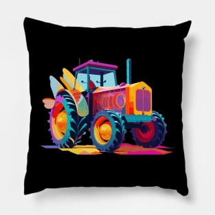 Love Tractor Psychedelic Farm Equipment Pillow