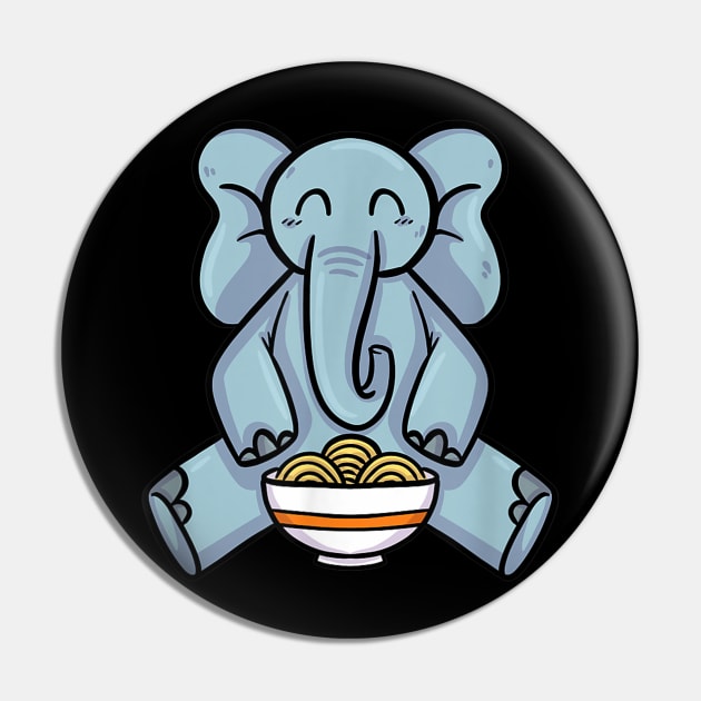 Cute Kawaii Elephant eating Japanese Food Ramen Noodles Pin by jordanfaulkner02