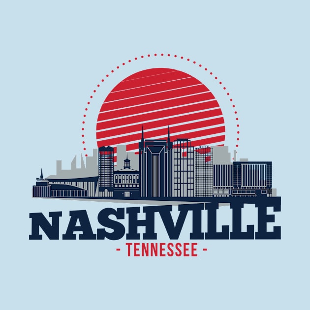 Retro Nashville, Tennessee Skyline by SLAG_Creative