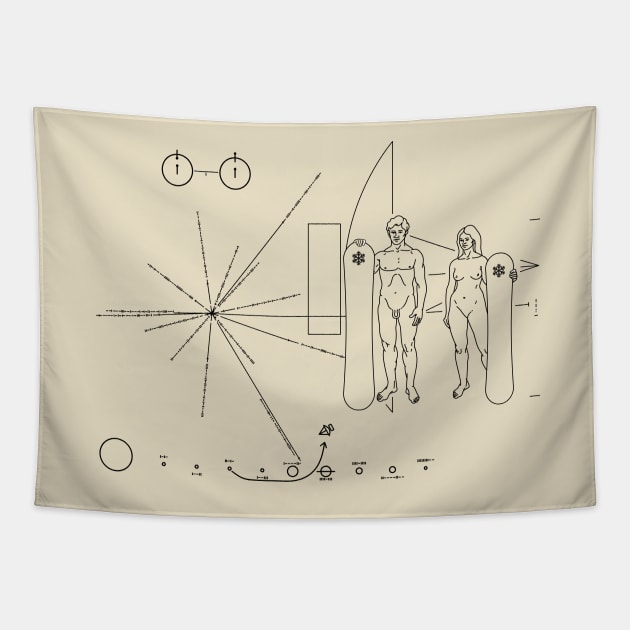 Pioneer plaque Snowboarder Tapestry by Manikool