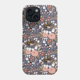 happy bees & flowers patterndesign Phone Case