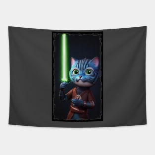 Fun Cat Print ~ AI Art ~ Fantasy Cat ~ Sci-fi Cat ~ Cats with Lightsabers Tapestry