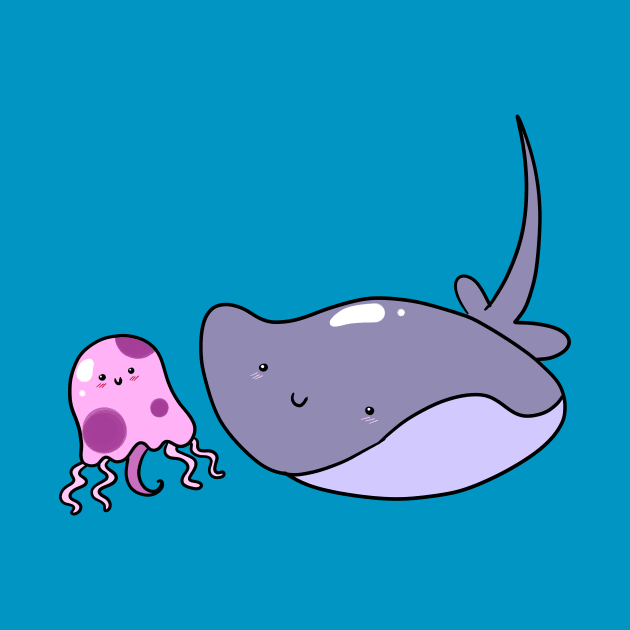 Stingray and Pink Jellyfish by saradaboru