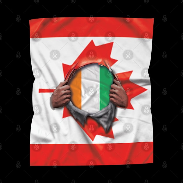 Ivory Coast Flag Canadian Flag Ripped - Gift for Ivorian From Ivory Coast by Country Flags