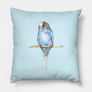 Blue spotted budgerigar watercolor Pillow