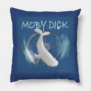 Moby Dick on blue Pillow