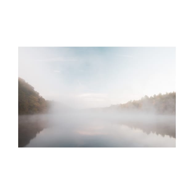 Landscape early morning fog just above the water level partly of Connecticut Rive by brians101