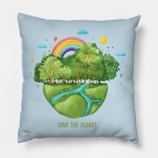 Save The Planet Illustration Pillow