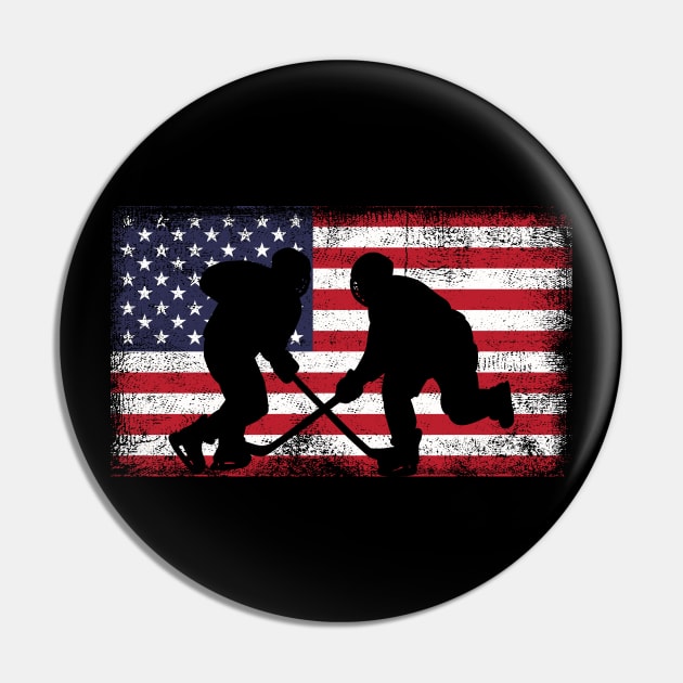 American Flag USA Hockey for Men Women Kids Boys Girls Pin by DragonTees