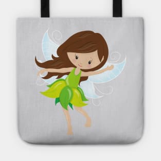 Cute Fairy, Brown Hair, Magic Fairy, Forest Fairy Tote