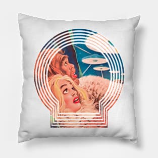 Aliens Prehistoric UFO Retro Old Fantasy Comic Popart Scifi Vintage Funny Pillow