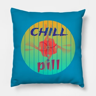 "Chill Pill" - Relaxed Hawaiian Beach Party Design Pillow