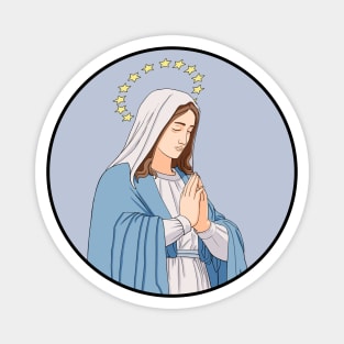 Virgin Mary Pray Circle Magnet