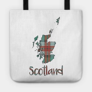 Scotland Christmas Tartan Map Typography Design Tote