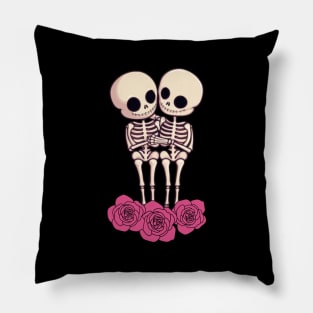 Preppy Skeleton, valentines day, pink skull Pillow