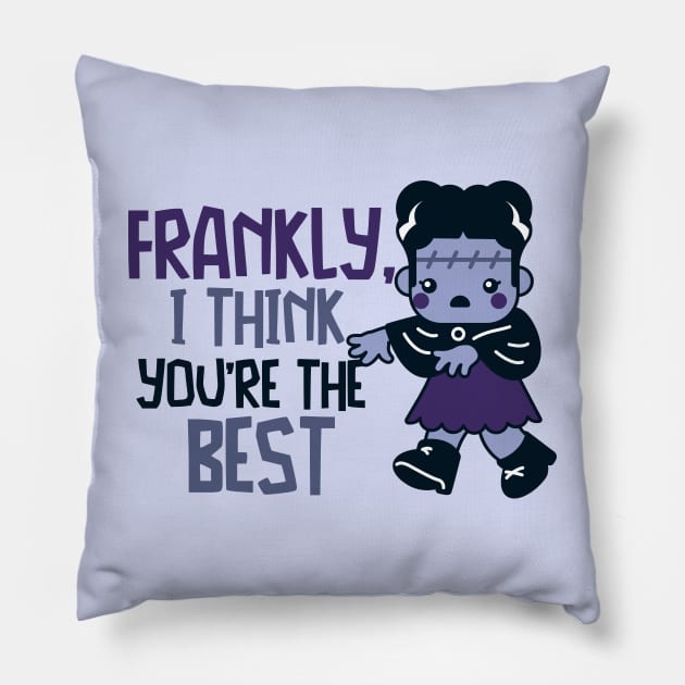 Cute Kawaii Bride of Frankenstein // Frankly, I Think You're the Best Pillow by SLAG_Creative