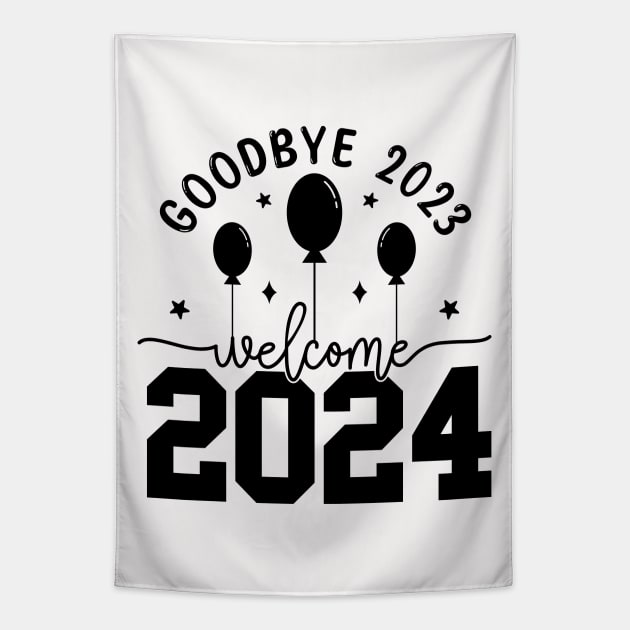 Goodbye 2023 Welcome 2024 Tapestry by MZeeDesigns