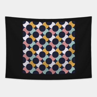 Mid Mod Flowers Navy Tapestry