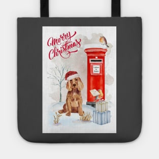 Red Cocker Spaniel Merry Christmas Santa Dog Tote