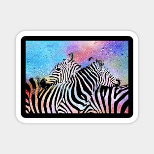 Zebra Hug Colorful Pop Art Magnet