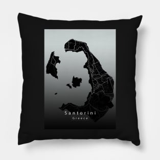 Santorini Greece Island Map dark Pillow