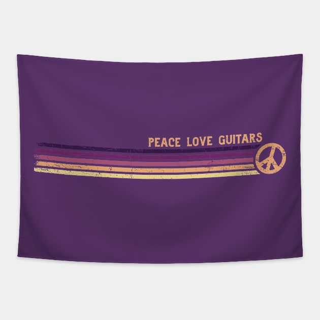 PEACE LOVE GUITARS Sunrise Retro Stripes Tapestry by Jitterfly