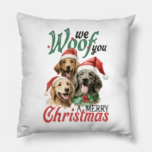 We Woof You A Merry Christmas Dogs Pillow