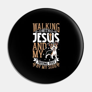 Jesus and dog - Mountain Feist Pin