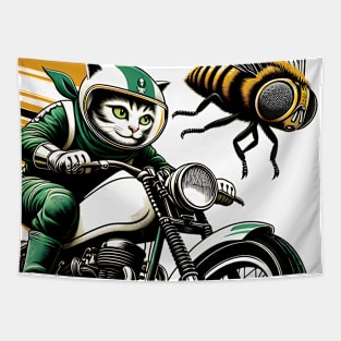 I like my motorcycle my cat Cicadas Cat 2024 and maybe 3 people Bikers Funny Tapestry