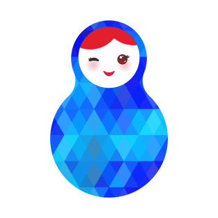 Wink Russian dolls matryoshka with bright blue rhombus T-Shirt