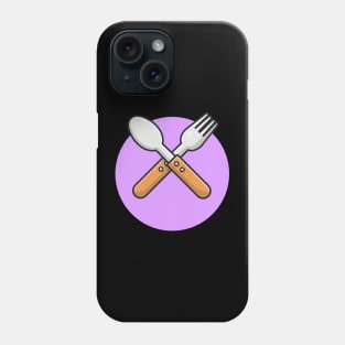 Fork And Spoon Cartoon Vector Icon Illustration (2) Phone Case