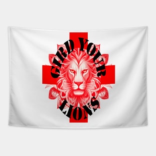 Gird Your Lions England Coach Fun Idiom Red Lion Tapestry
