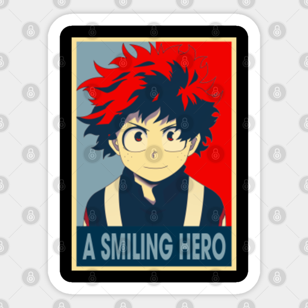A Smiling Hero Japanese Fantasy Anime My Hero Academia Izuku Midoriya My Hero Academia Sticker Teepublic