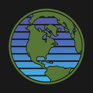 Earth Day Blue Green Planet Green Outline April 22 T-Shirt